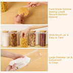 umieo Large Glass Flour and Sugar Containers 50oz Set of 2, Glass Jar with Airtight Lids, Clear Storage Containers with Bamboo Lids for Rice, Oat, Nuts, Candy, Cereal, Coffee, Beans