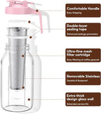 Cold Brew Coffee Maker Jar - 2 Pack 64 oz Glass Cold Brew Maker with Handle, Stainless Steel Filter & Leak-Proof Lid, Heavy Duty Cold Brew Pitcher for Iced Coffee, Sun Tea, and Milk