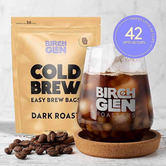 Birch Glen Roasters Cold Brew Coffee Bags - 12 Pack of Coarse Ground Coffee Filter Pitcher Packs for Easy Brewing - 100% Arabica - Yields 6 Pitchers - French Toast Flavor