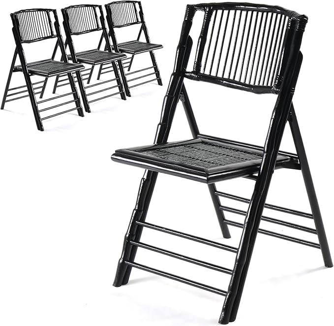 VINGLI Bamboo Folding Chair, Foldable Dining Wood Chairs Comfortable Seat by VINGLI