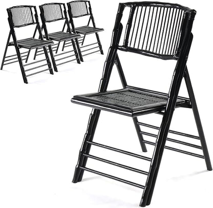 VINGLI Bamboo Folding Chair, Foldable Dining Wood Chairs Comfortable Seat by VINGLI