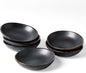 famiware Ocean Soy Sauce Dishes of 6, Oval Dipping Sauce Cups/Bowls for Kitchen, 2.1oz Ceramic Small Bowls for Side Dish, Appetizers, Snacks, and Sushi, Reactive Glaze, Dishwasher Safe, Matte Black