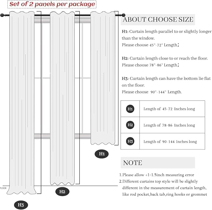 Ivory Blackout Curtains 90 Inches Long 2 Panel Light Blocking Patio Drape - Image 9