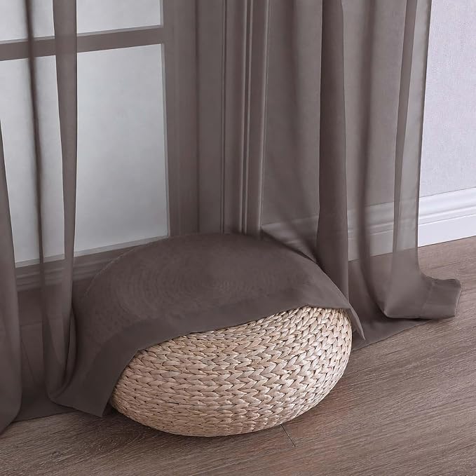Sheer Chocolate Curtains 108 Inches Long 2 Panels Set, 59 Inch Extra Wide - Image 6