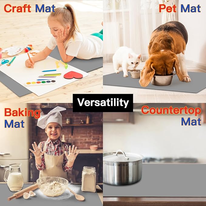Silicone Mats for Kitchen Counter, 47.3"x23.6"x0.08" Largest Heat Resistant Mat Kitchen Island Waterproof 2MM Thick Countertop Protector Mat Nons-slip Extra Large Counter Mat (Lake Blue)