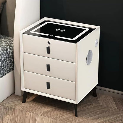 Smart Nightstand with Charging Station, Adjustable LED, USB Ports, Fingerprint by Unknown