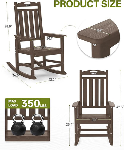 Outdoor Adirondack Rocking Chairs All-Weather HDPE Patio Rocker Chair - Image 3