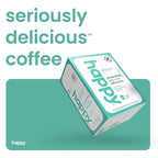 happy coffee light roast coffee pods, 22 count, notes of toasted biscotti and levity, compatible with most K-cup brewers, rainforest alliance certified