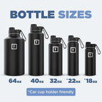 IRON °FLASK Camping & Hiking Hydration Flask with 3 Lids - Stainless Steel, Double Walled & Vacuum Insulated Water Bottle - Leak Proof & BPA Free (Dark Night, Spout - 22 oz)
