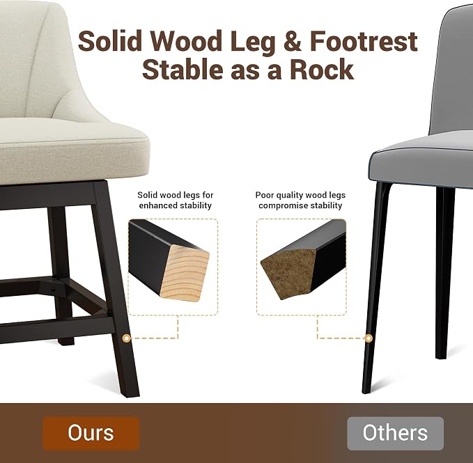 YaFiti Swivel Bar Stools Set of 2, 26 Inch Counter Height Bar Stools - Image 8