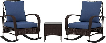 Outsunny 3 Piece Wicker Patio Furniture Set, PE Rattan Rocking Chairs by Outsunny