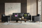 STHOUYN Black Faux Leather 3 Seater Sofa and Accent Chair Set of 2, Modern by STHOUYN