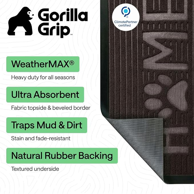 GORILLA GRIP 100% Waterproof All-Season WeatherMAX Doormat, US Designed Natural - Image 2