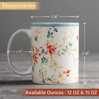 Maison d' Hermine Coffee Mug with Handles Fine Bone China Mugs Pack of One Tea Cups for Hot Beverages Cappuccino Latte Home Restaurant Office Perfect for Gift (Colmar - Blue, 15 Ounce)