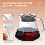Glass Coffee Server for Drip Coffee Maker, Standard Glass Coffee Carafe, Coffee Pot with Lid, Clear, 02 600ml(20oz)