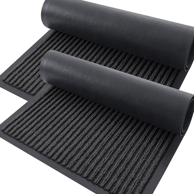 OLANLY 2-Pack Front Door Mats 35x23, Waterproof Heavy-Duty Doormats | Charcoal by OLANLY