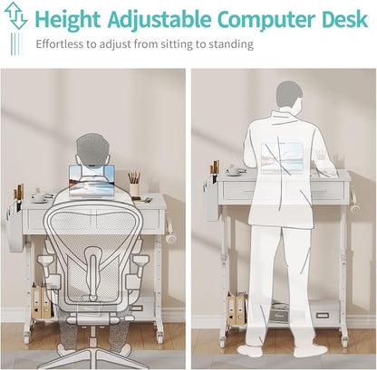 WINAZ Small Rolling Desk with Drawers & Storage - Image 6