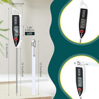 6 Set Waterproof Food Thermometer for Water, Liquid, Candle and Cooking Digital Meat Thermometer with Long Probe Instant Read for Kitchen BBQ Grill Candy (White)