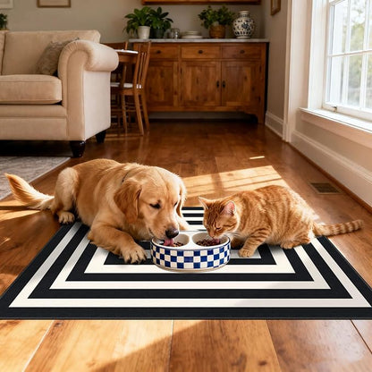 Front Door Mat Indoor Outside Entrance, 2x3 Modern Black White Rug | Non-Slip - Image 6