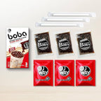 J WAY Instant Boba Bubble Pearl Milk Tea Kit with Authentic Brown Sugar Tapioca Boba, Ready in Under One Minute, Paper Straws Included - 3 Servings