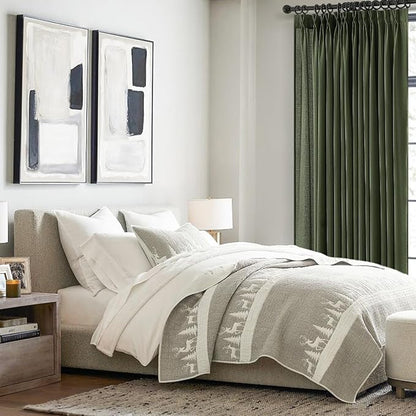 Olive Green Linen Semi Sheer Curtains 86 Inches Long, Spring Boho Natural - Image 4