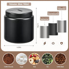 Coffee Canister, Premium Large Stainless Steel Insulated Vacuum Coffee Bean Storage Container Travel Jar, Kitchen Food Airtight Coffee Grounds Container for Tea, Sugar, Flour (26oz-Black)