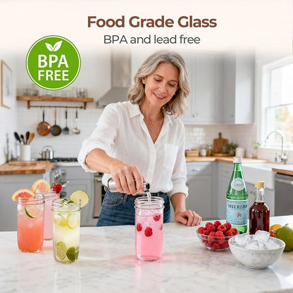 ComSaf 24 oz Mason Jars Wide Mouth 6 Pcs, Large Canning Jars with Seal Bands, 24 oz Glass jar with Lid for Jam, Sauce, Juice, Coffee, Pickling, Fruit, Dessert, Kitchen Storage, Vanilla Extract