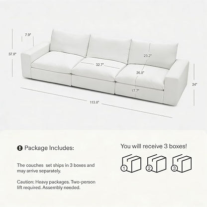 Modular Cloud Sofa, 110.2" Cloud Sectional Couches - Image 2