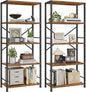 Furologee 5 Tier Book Shelf Set of 2, Tall Wide Bookshelf, Industrial Open by Furologee