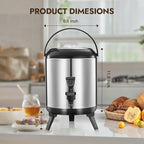 Insulated Beverage Dispenser, Thermal Hot Beverage Dispenser, Stainless Steel Hot Beverage Dispense, Hot Coffee Dispenser with Spigot for Coffee Hot tea,Cold Milk,Water,Juice 6L (Non-electric)