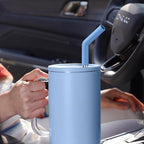 Tomorotec 6-Pack Reusable Stainless-Steel Straws with Silicone Tips, 3 Sizes Compatible with Stanley Tumblers 40OZ 30OZ 20OZ 14OZ, Dishwasher Safe, Includes 2 Cleaning Brushes (Ocean Gradient)