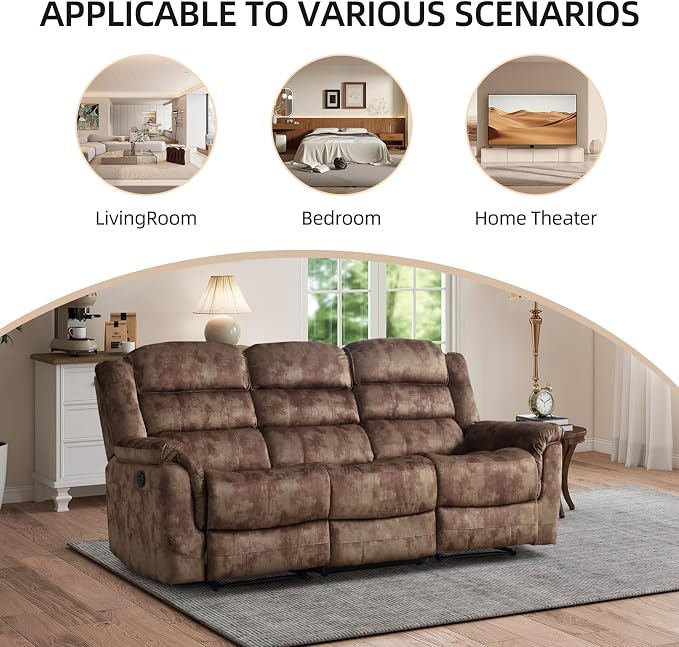 EBELLO 2 Pieces Reclining Couch Furniture Set, Overstuffed Reclining Loveseat - Image 6