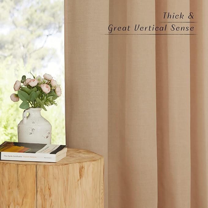 NICETOWN Linen Camel Window Curtains 84 inches Long, Grommet Thick Linen Blend - Image 5