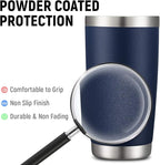 COMOOO 20oz Stainless Steel Navy Tumbler Bulk with Lid and Straw Insulated Coffee Tumbler Cup Double Wall Vacuum Travel Mug for Cold Drinks and Hot Beverage (Navy, 4 Pack)