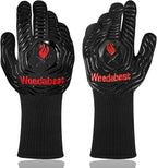 WEEDABEST Hot BBQ Gloves Heat Resistant Kitchen Oven Mitts Professional Long Heat Resistant Cooking Gloves for Grill,Grilling,Smoker,Barbeque,13.5 inch-Black