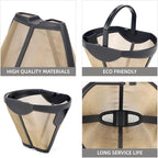 Coffee Permanent Filter for Ninja CFP Dual Brew Models, Reusable Gold Tone Coffee Filter Basket Compatible with Ninja Coffee Makers CFP201 CFP300 CFP301 CFP305 CFP307 (1 Pack)