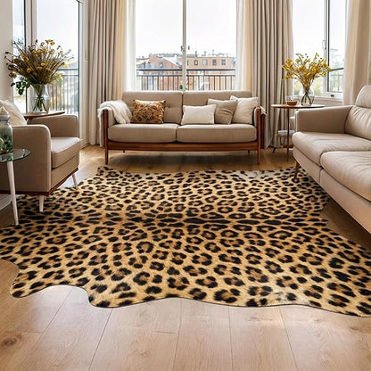 Western Faux Leopard Rug, Animal Print Cheetah Rugs, 4.6 x 5.2 Ft | Premium - Image 6