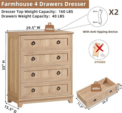 Joaxswe Farmhouse 4 Drawer Dresser - Image 2