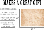 Rogue River Tactical Tan Brown Textured Marble Art Kitchen Glass Cutting Board Modern Decorative Gift Abstract Wavy Contrast Design