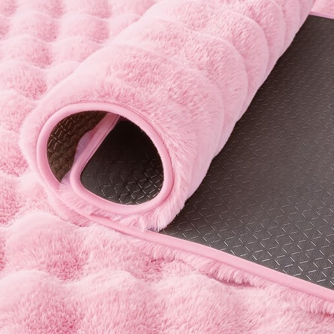 Pink Rabbit Plush Rug 8'x10', Fluffy Shaggy Area Rug - Image 7