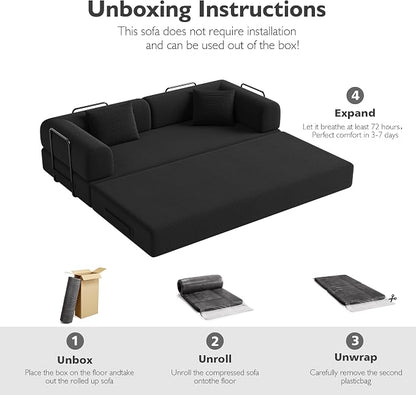79in Convertible Sofa Bed, Corduroy Boneless Couch Bed, Futon Sleeper Sofa Pull - Image 5