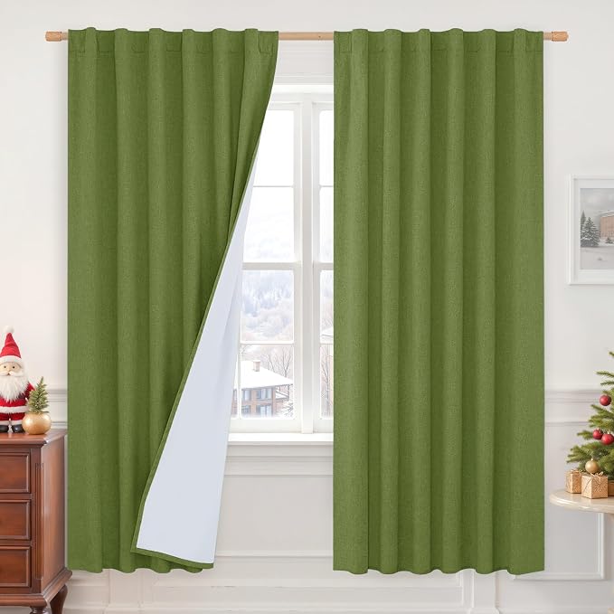 72 Inch 100% Blackout Linen Curtains by LAMIT