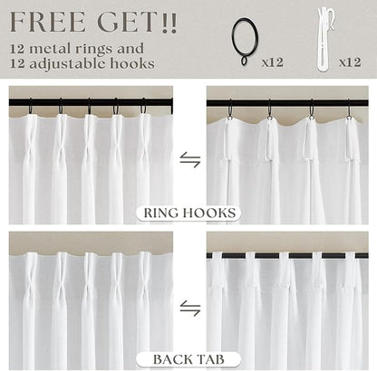 Snow White Pinch Pleat Semi Sheer Linen Curtains W70xL84 1 Panel | Light - Image 4