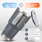 30 oz Tumbler with Lid Stainless Steel Tumblers Bulk Vacuum Insulated Cup Reusable Powder Coated Travel Mug Double Wall Leak Proof Cups Keep Cold Drinks for 12 Hours Gray, Set of 12