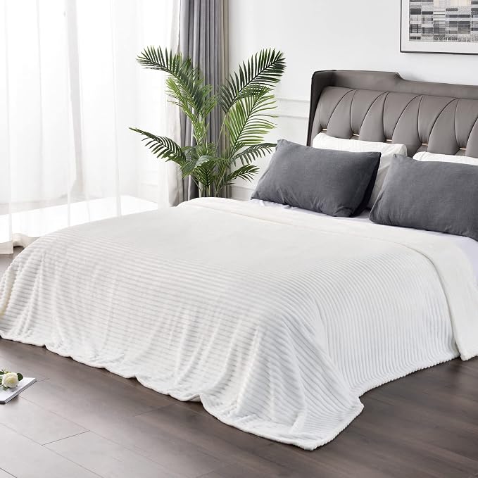 BEDELITE Ribbed Jacquard Off White Blankets Queen Size - Image 8