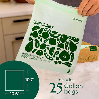 CLEANOMIC Compostable* Food Storage Bag Bundle - Gallon, Quart, Sandwich and Snack Sizes