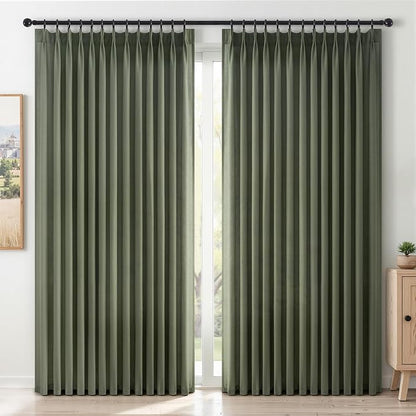 Topfinel Olive Green Pinch Pleated Curtains 105 Inch Length 2 Panels by Topfinel