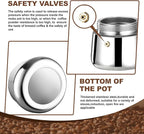 6 Cup Stovetop Espresso Maker Stainless Steel Moka Pot Stove Top Percolator Italian Coffee Makers Capable Mocha Greca Machine Cafe Classic Induction Cookers for Home and Camping 300ml 10oz