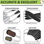 Measuring Cups and Spoons - Wildone Stainless Steel 20 Piece Stackable Set, Includes 8 Black Measuring Cups, 10 Measuring Spoons, 1 Leveler & 1 Whisk, for Dry and Liquid Ingredient
