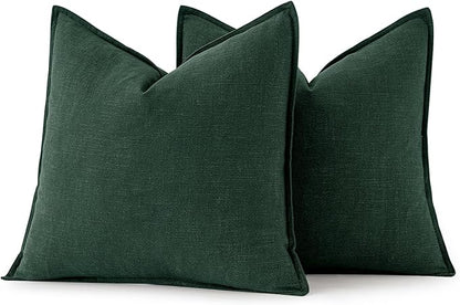 MIULEE Decorative Linen Euro Sham Pillow Covers 24x24 Dark Green | Boho - Image 6